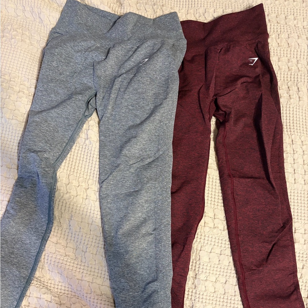 Gymshark leggings Gray and Maroon